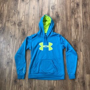 Under Armour neon turquoise and yellow/green pullover fleece women's medium